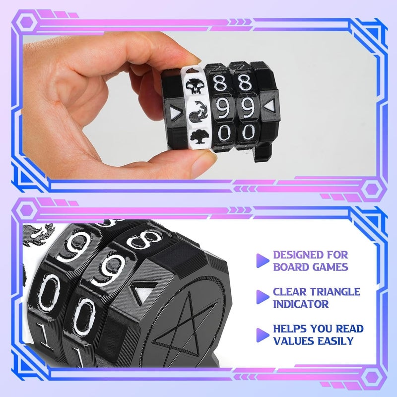 Ravonixis MTG Life Counter Wheel Health Tracker Gradient Game Counter for Board Game Compatible Table top Games with Magic Card Game Accessories CCG Creature Stats (Black with White) - Image 4